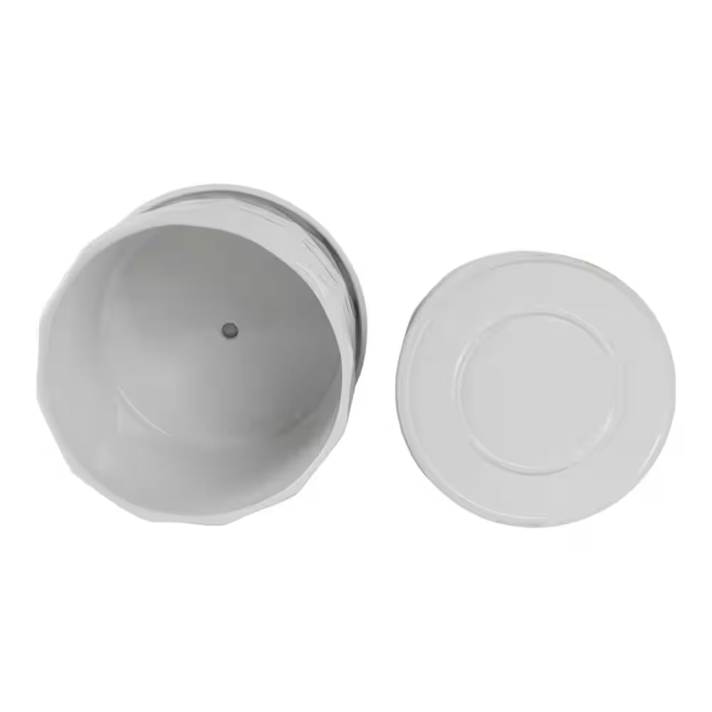 10 In. and 12 In. White Ceramic Geometric Texture Decorative Pots (Set of 2)