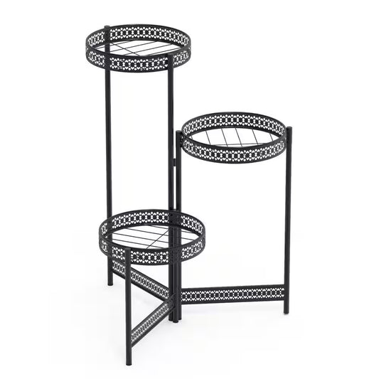 The Elevation Station — 4-Tier Indoor Metal Plant Stand, 3-Pot Display Holder for Garden Organization (27.6" x 20.9")